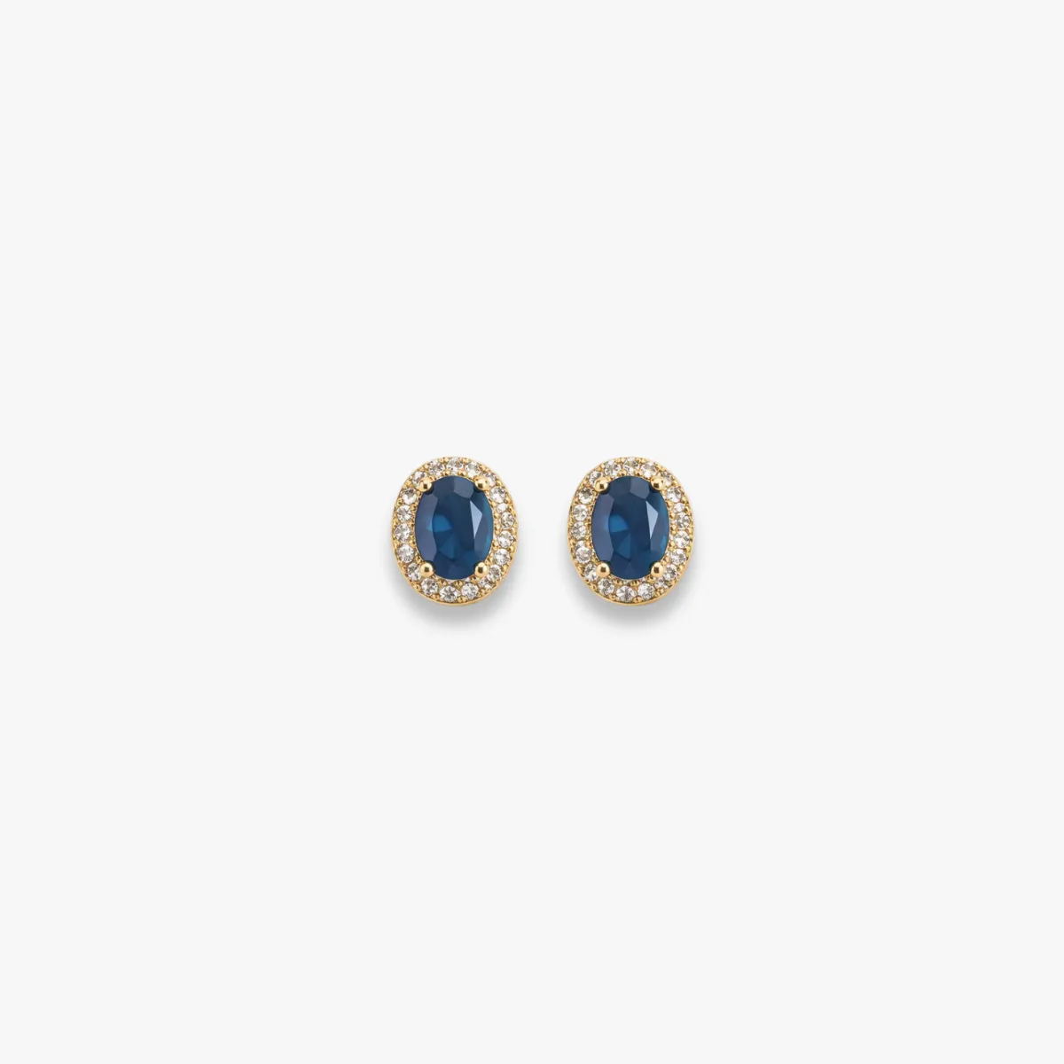 18K Gold-Plated Blue Zircon Halo Jewelry Set - Image 3