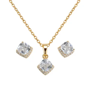 18k gold-plated clear zircon pendant jewelry set