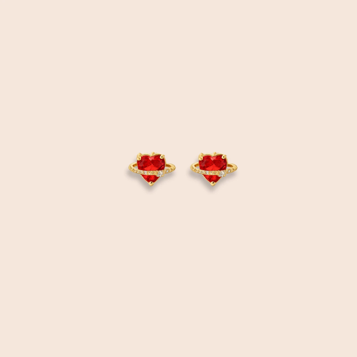 Red Heart Zircon Jewelry Set