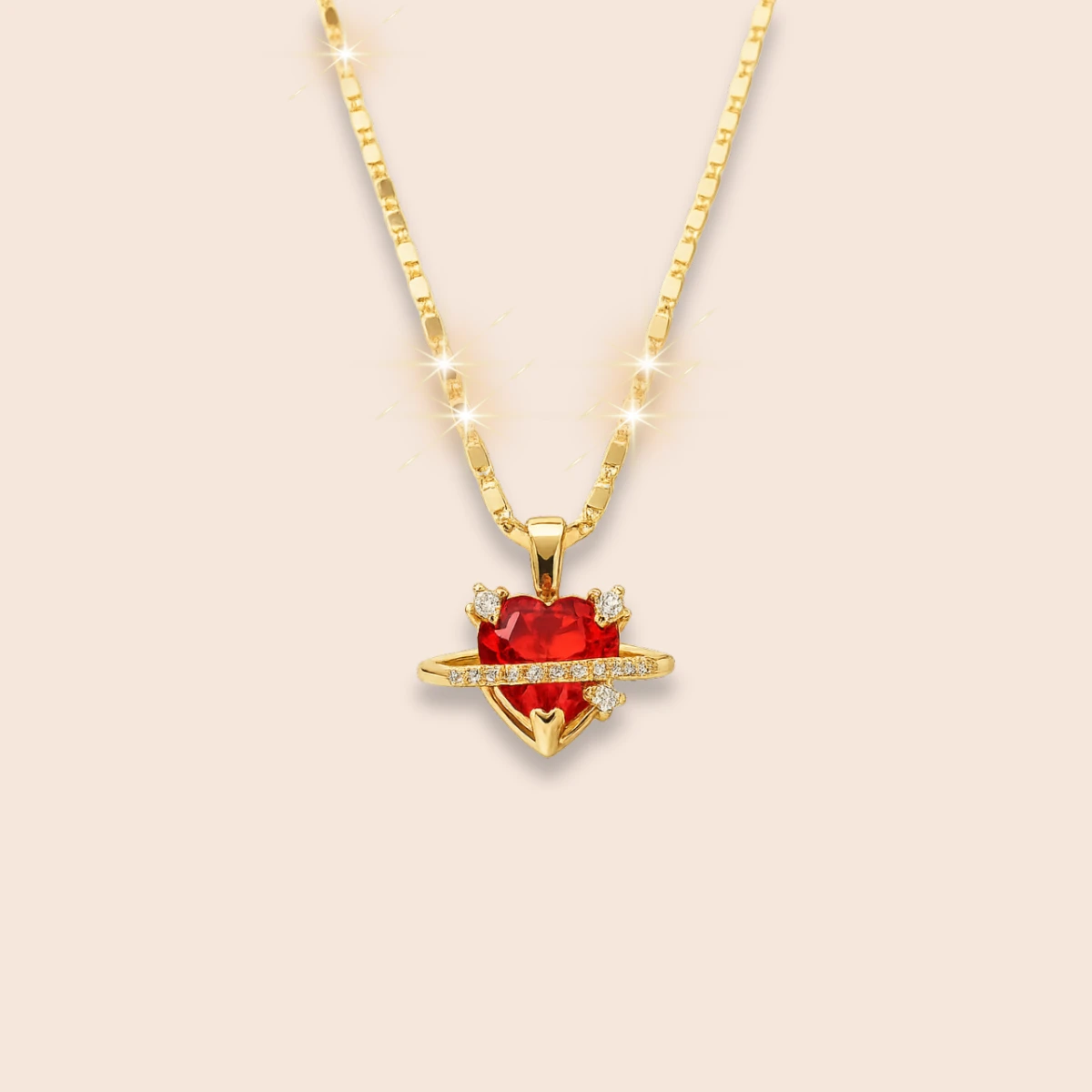 Red Heart Zircon Jewelry Set