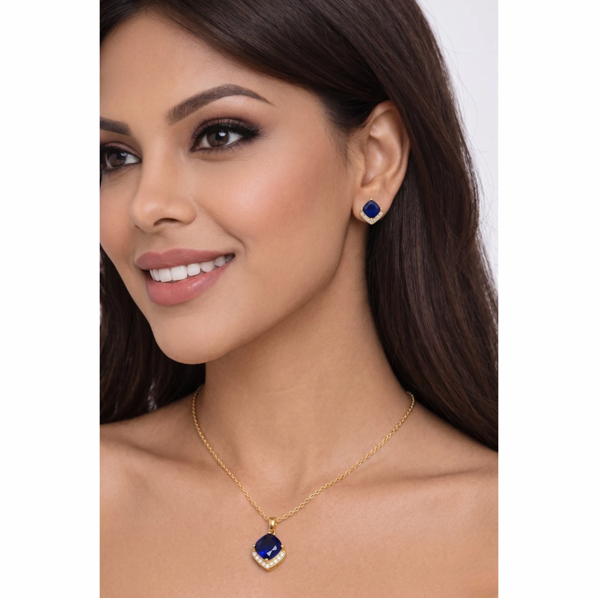 18K Gold-Plated Royal Sapphire Glow Jewelry Set - Image 5
