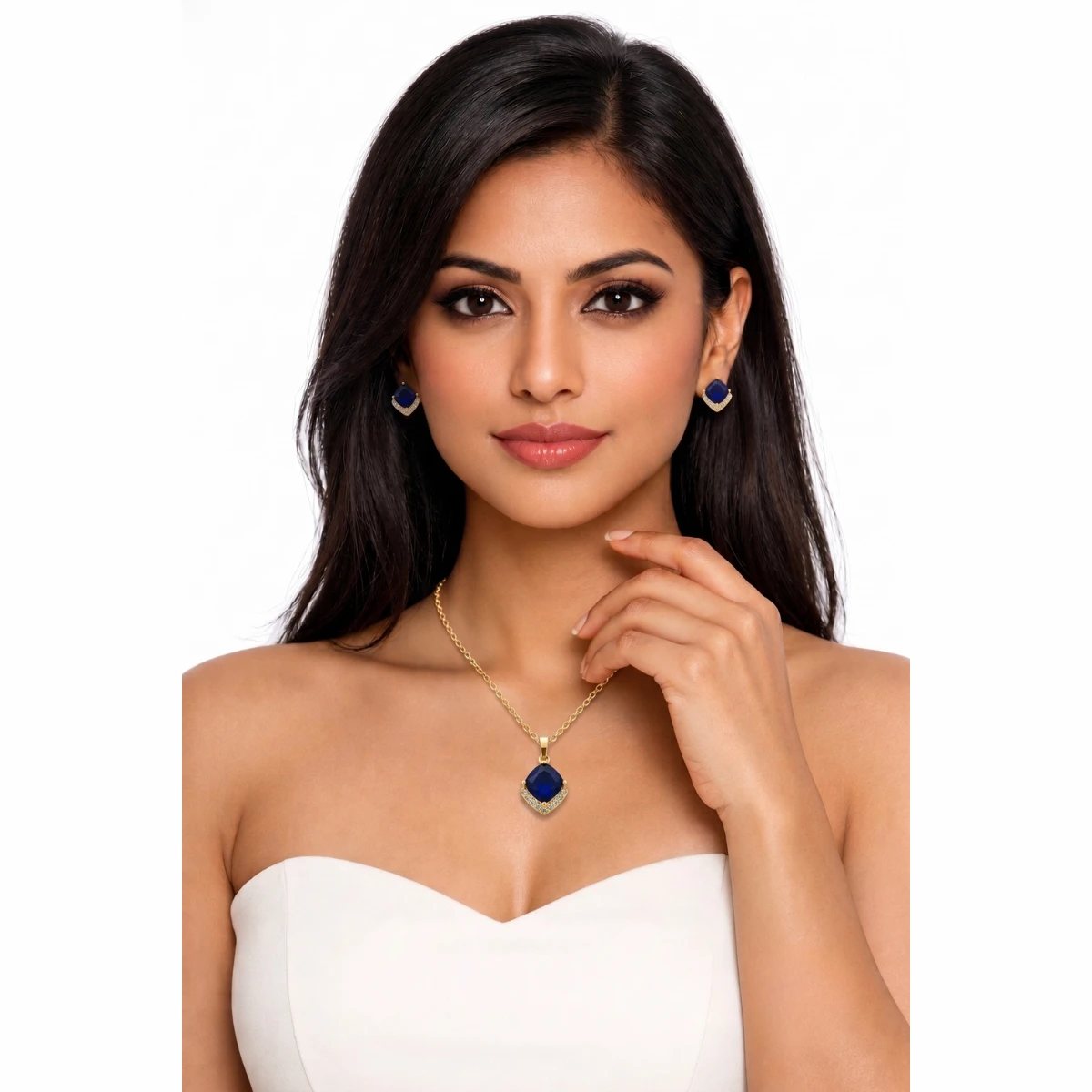 18K Gold-Plated Royal Sapphire Glow Jewelry Set - Image 4