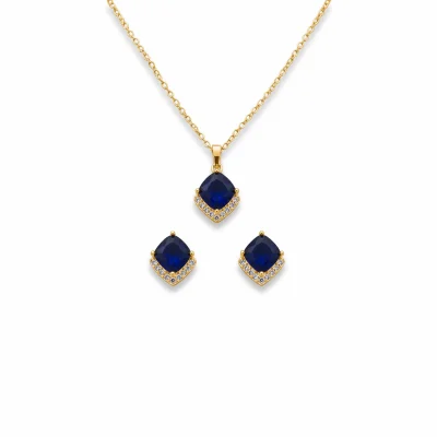 18K Gold-Plated Royal Sapphire Glow Jewelry Set