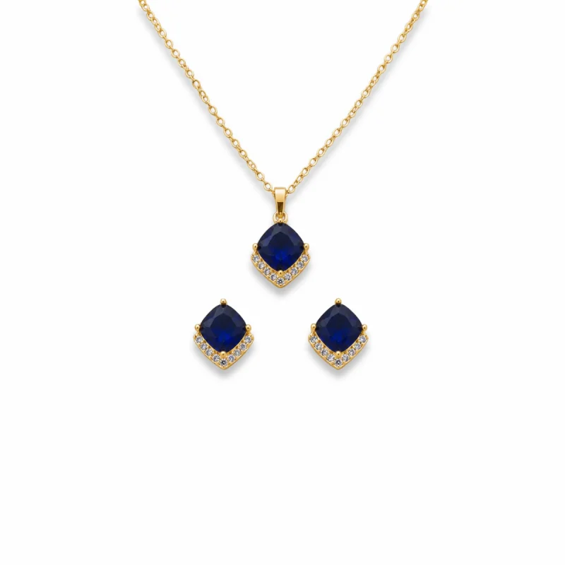 18K Gold-Plated Royal Sapphire Glow Jewelry Set