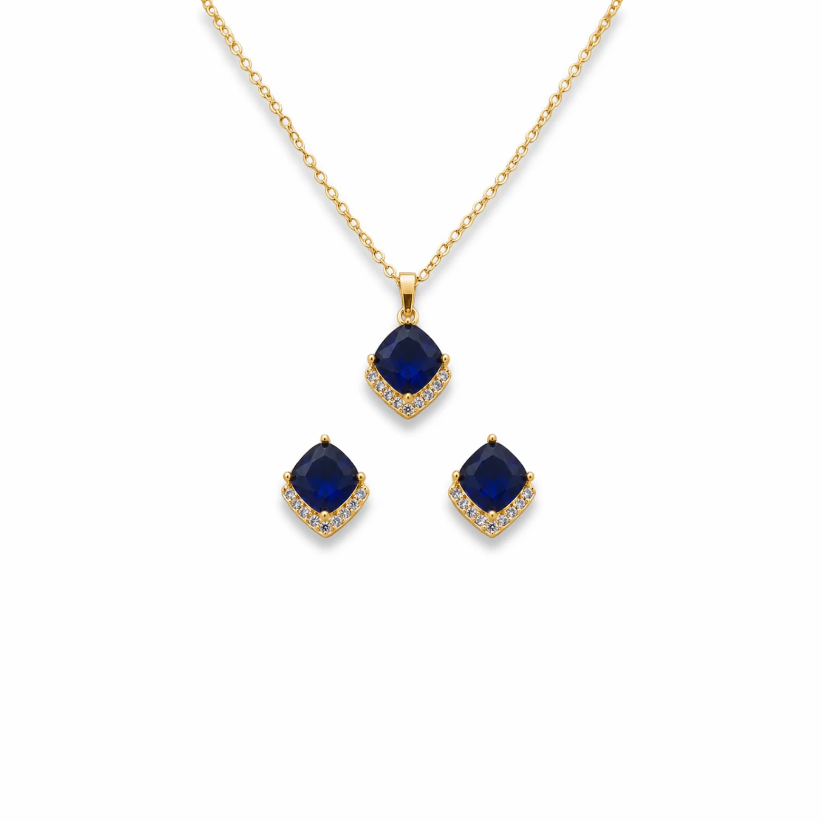 18K Gold-Plated Royal Sapphire Glow Jewelry Set