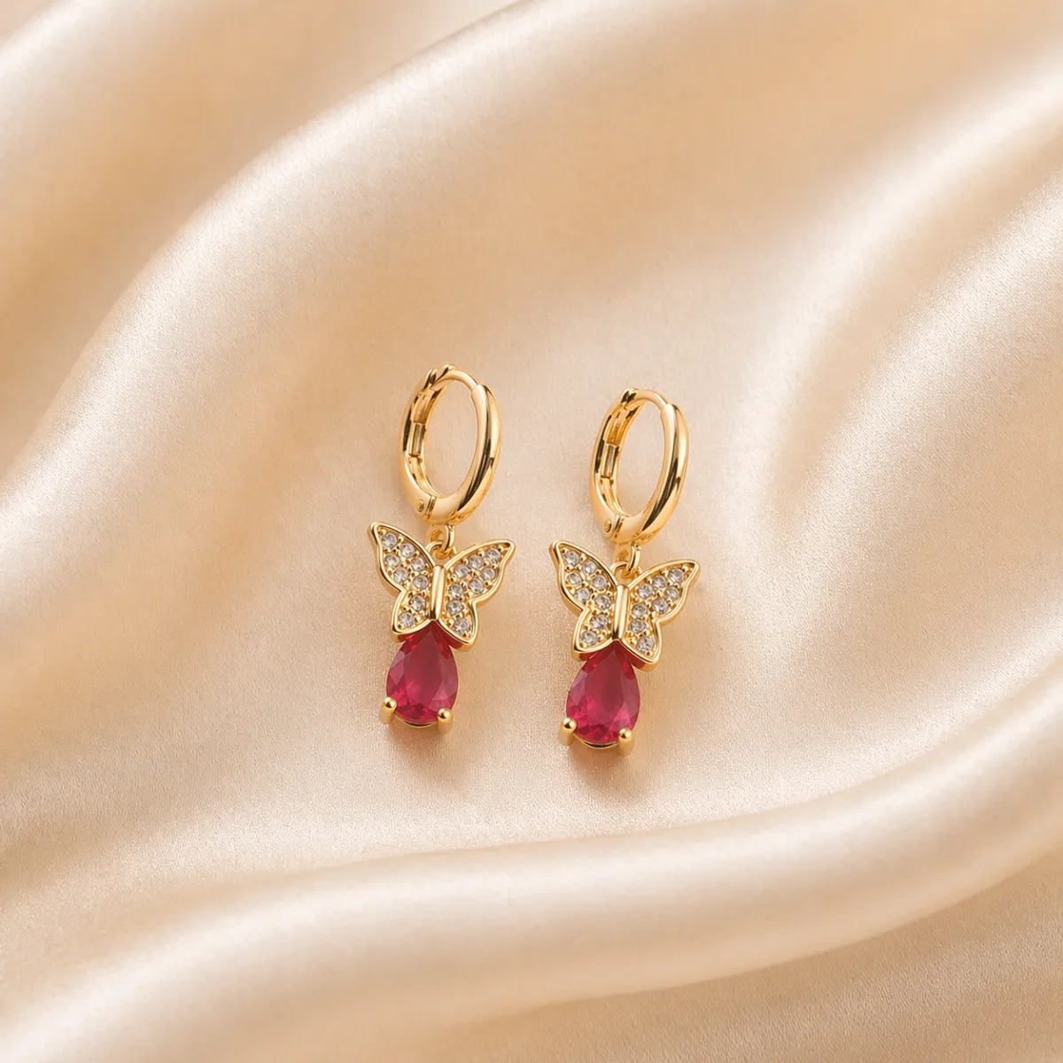 Red Butterfly Zircon Jewelry Set