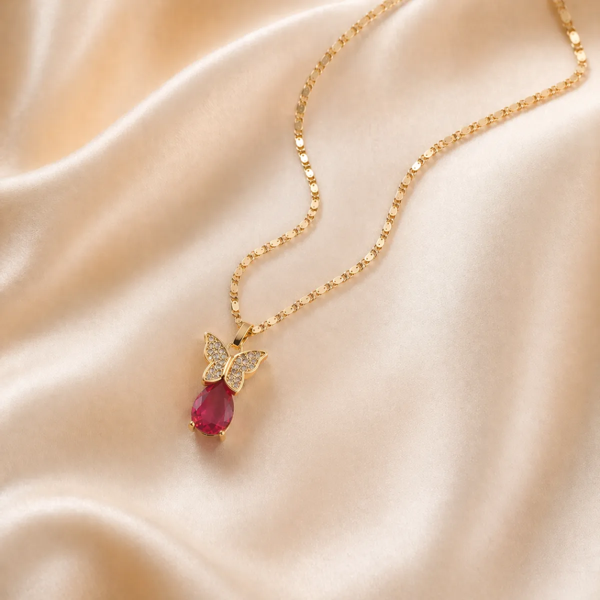 Red Butterfly Zircon Jewelry Set