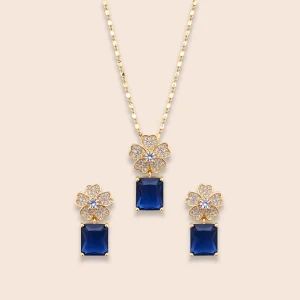 18K Gold Plated Sapphire Crystal Jewelry Set